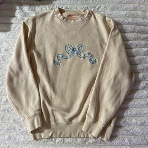 MURE & GRAND WOMEN'S SWEATSHIRT WITH BLUE BOW. SZ M -NYC Boutique Women Owned